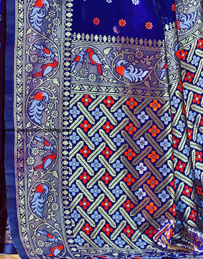 Blue Jacquard Silk Saree