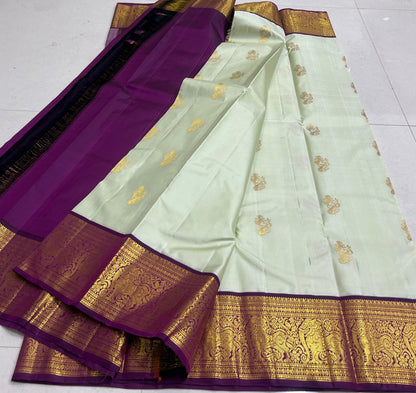 Product Image - Pure Kanchipuram Handloom Silk Saree with Double-Side Kuttu Border