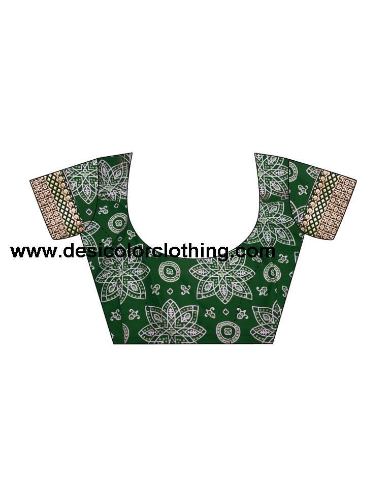 Dark Green Georgette Printed Saree
