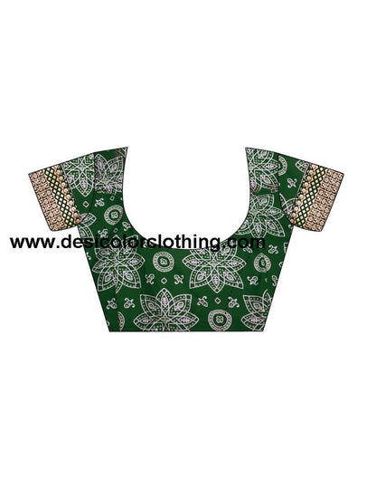 Dark Green Georgette Printed Saree