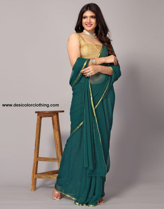 Green Chiffon Saree