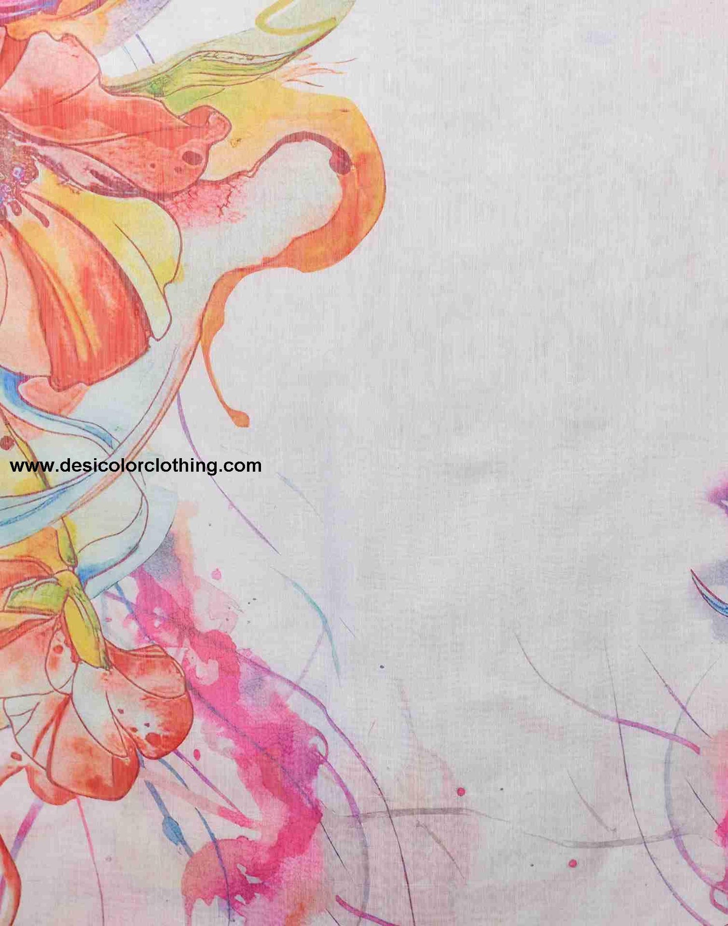 White Cotton Printed Saree