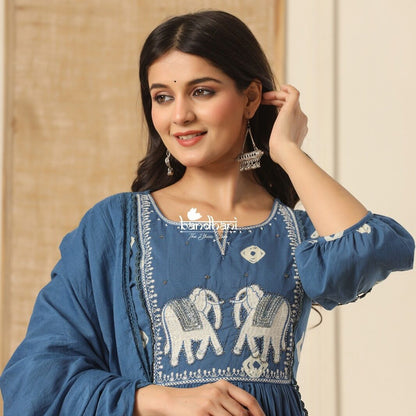 Product Image - Designer Cotton Embroidery Suit Set with Handwork - Perfect Festive & Ethnic Wear
