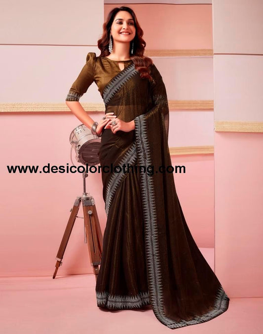 Copper Chiffon Plain Saree