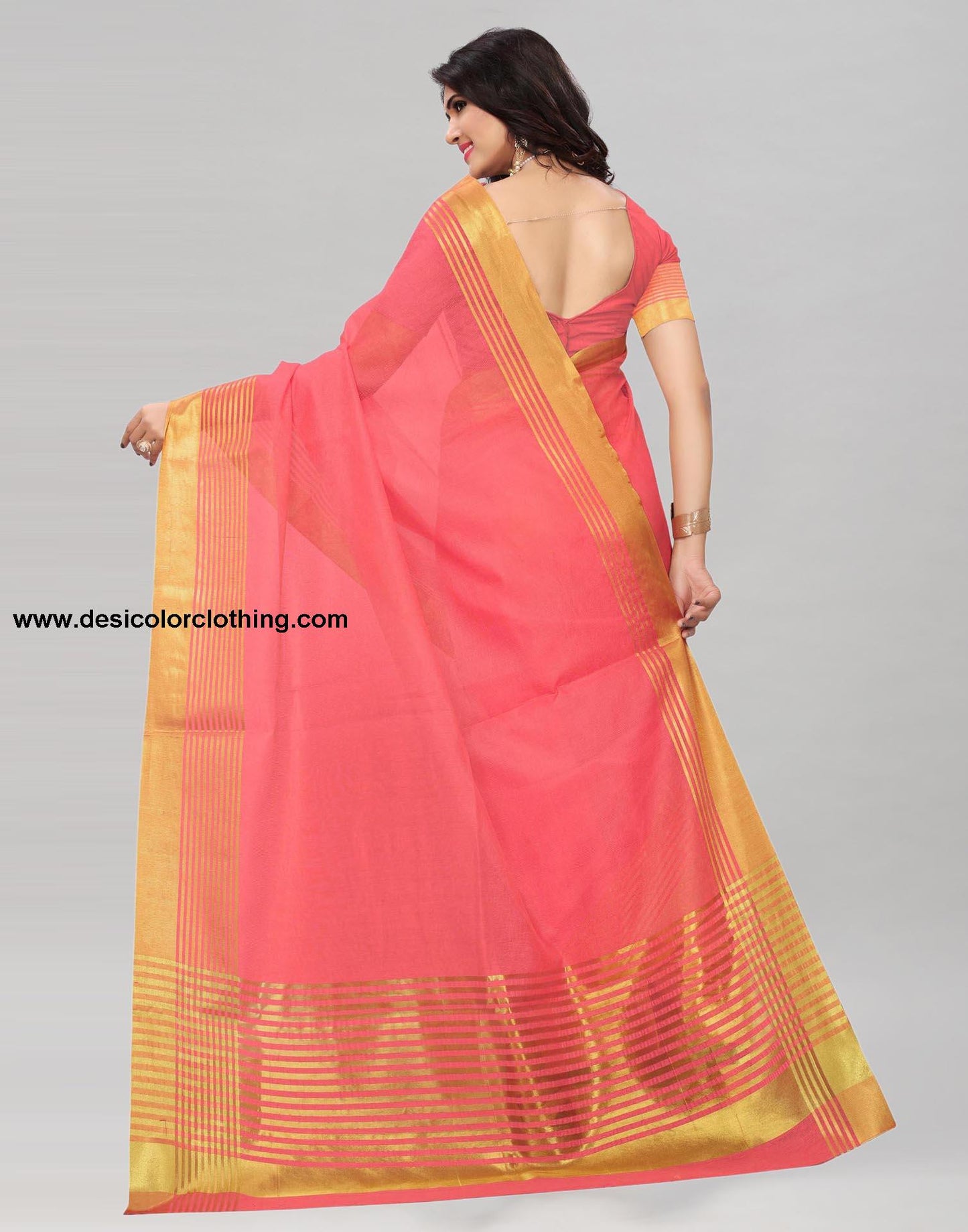 Peach Cotton Silk Saree | 807S2