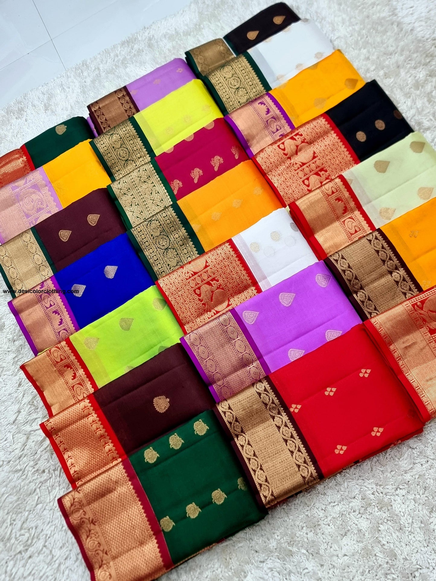Kanchipuram 100% Pure Korvai Pattern Gold Zari Silk Saree