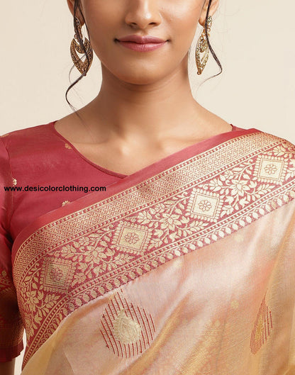 Beige Silk Banarasi Saree