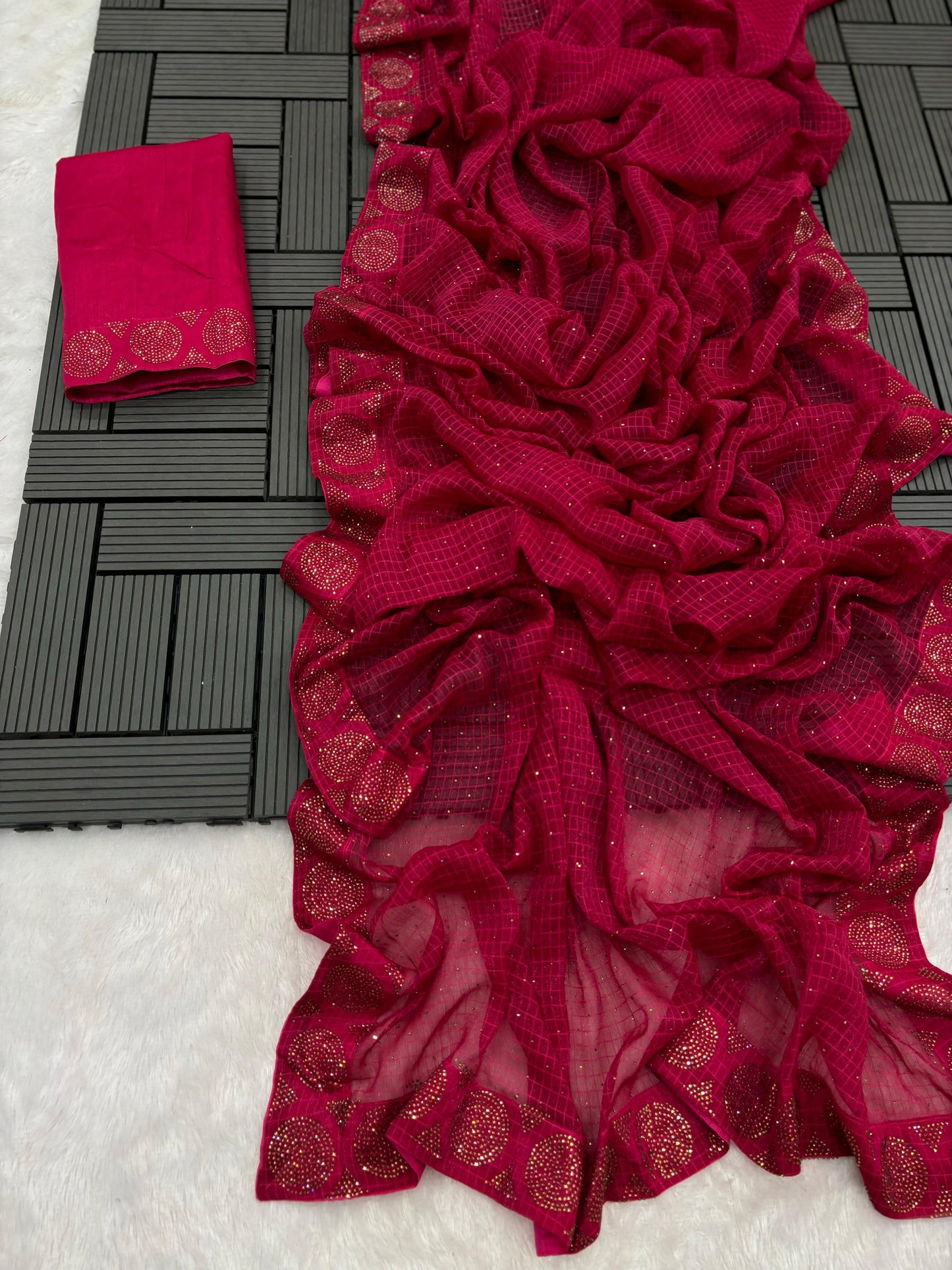 CHIFFON CHEX DESGINER SAREES