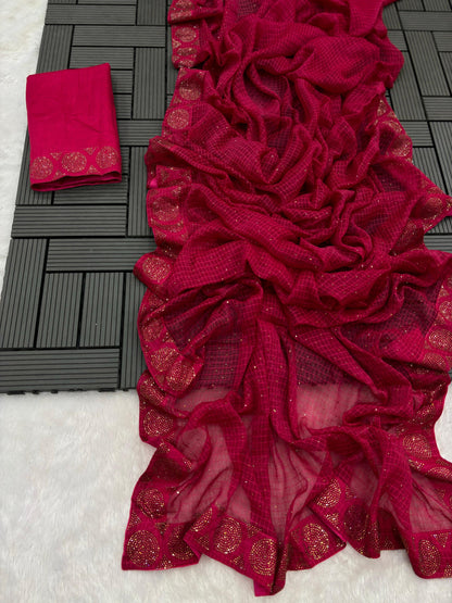 CHIFFON CHEX DESGINER SAREES