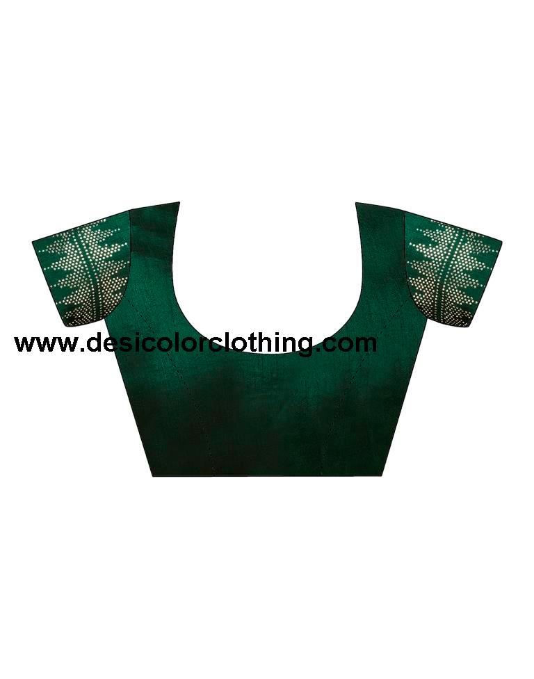 Dark Green Chiffon Plain Saree