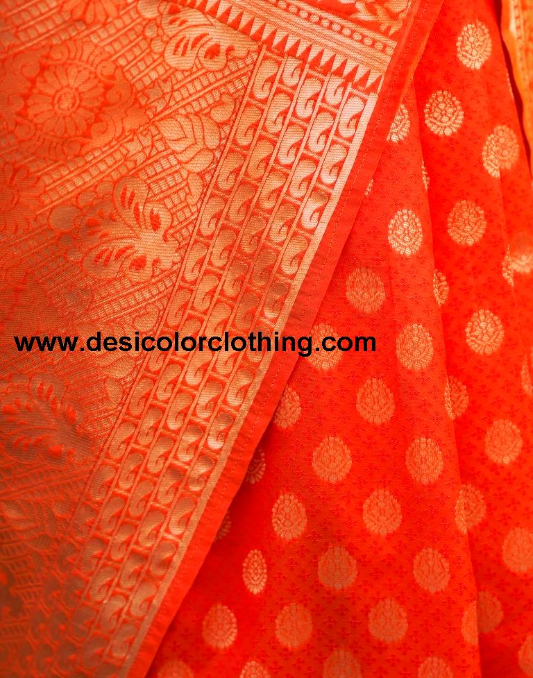 Orange Silk Weaving Saree