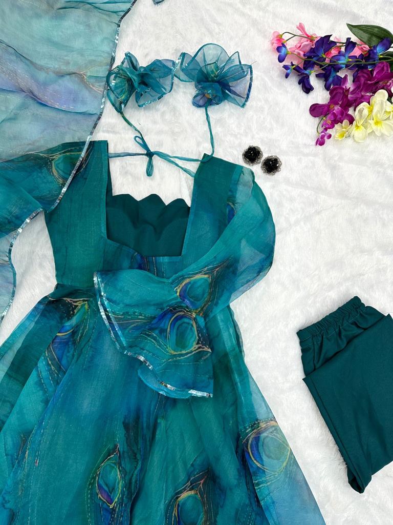 Product Image - Exclusive Ri8 Fashion Anarkali Suit - Digital Printed Organza Silk