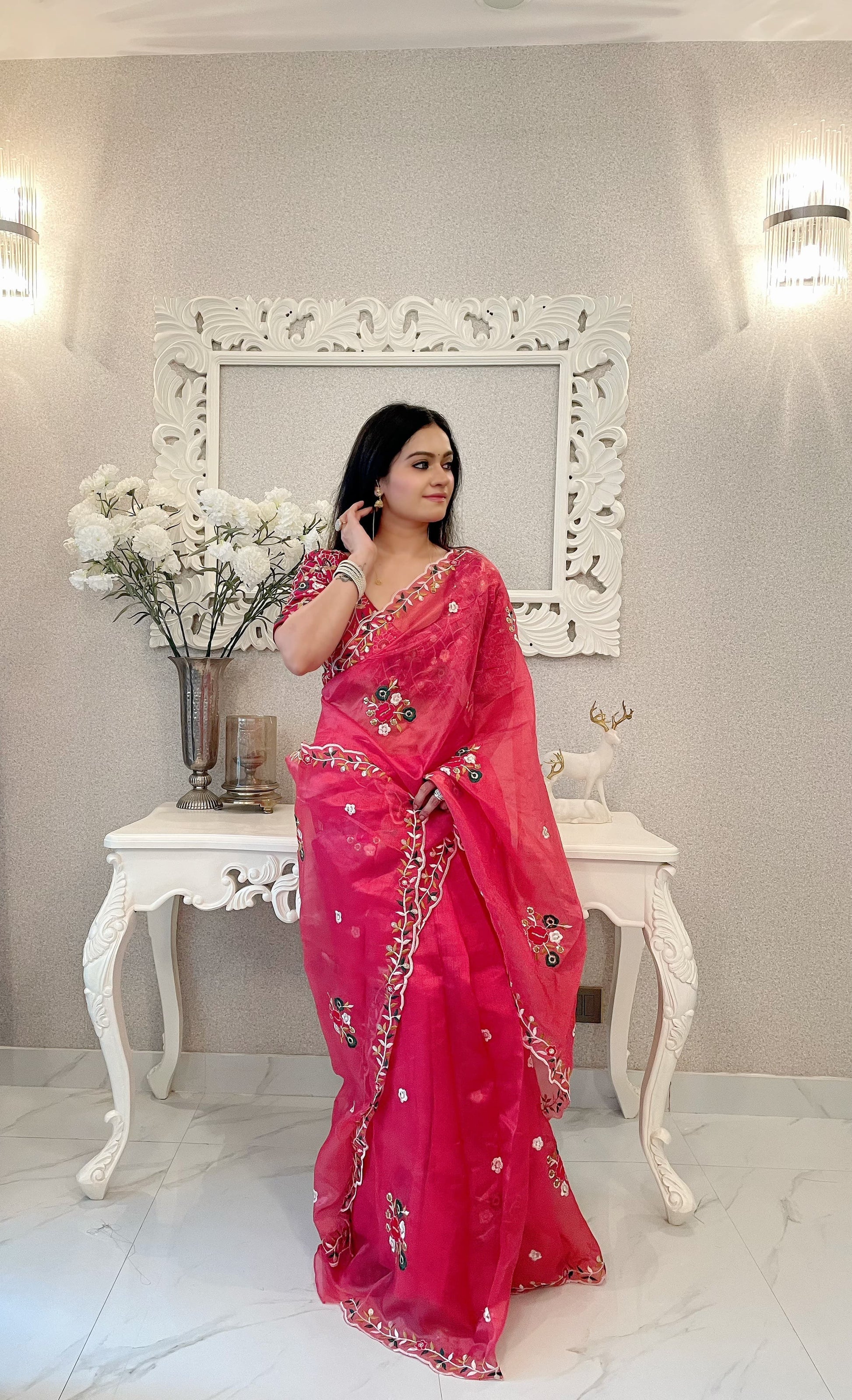 Product Image - Designer Organza Khadi Silk Saree with Embellished Blouse