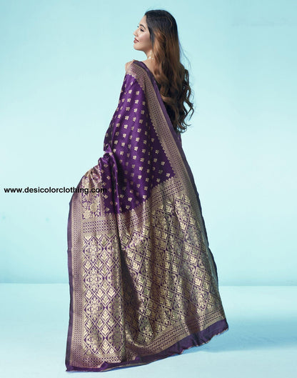 Purple Jacquard Silk Saree
