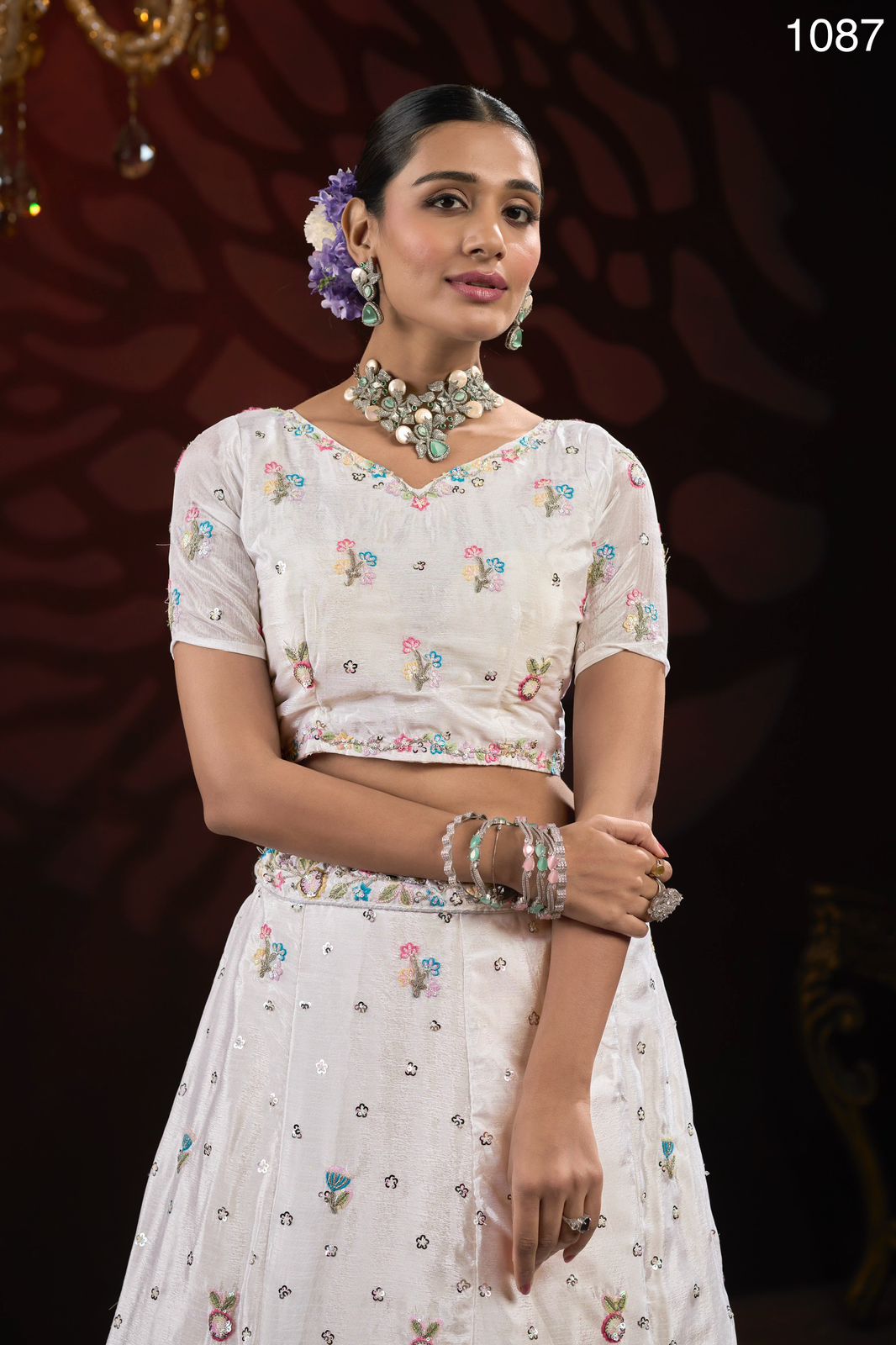 Product Image - Eye-Catchy Designer Embroidery Flower Pattern Lehenga Choli with Dupatta