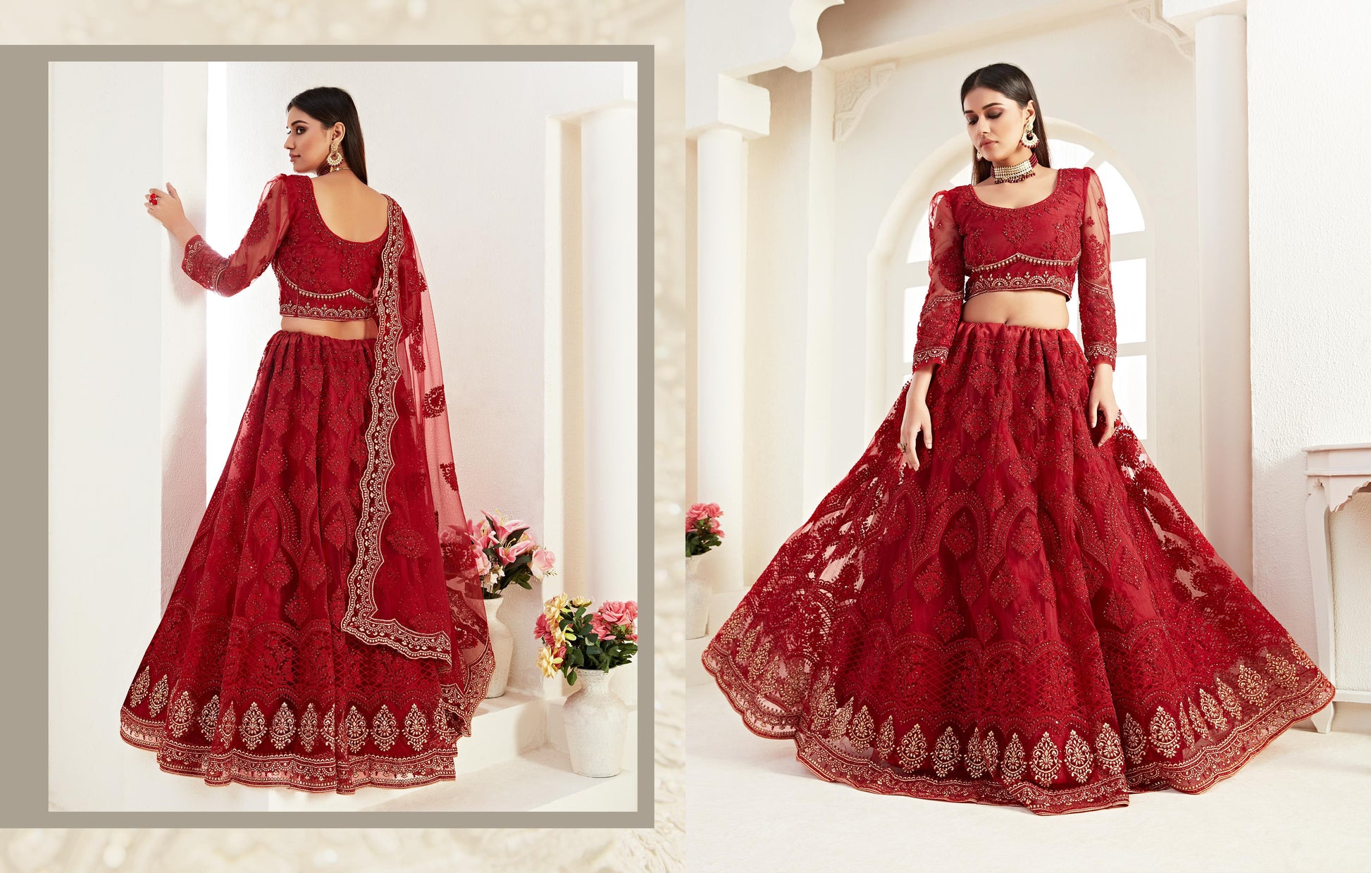 Product Image - Deep Red Wedding Lehenga - Ethereal Bridal & Festive Attire