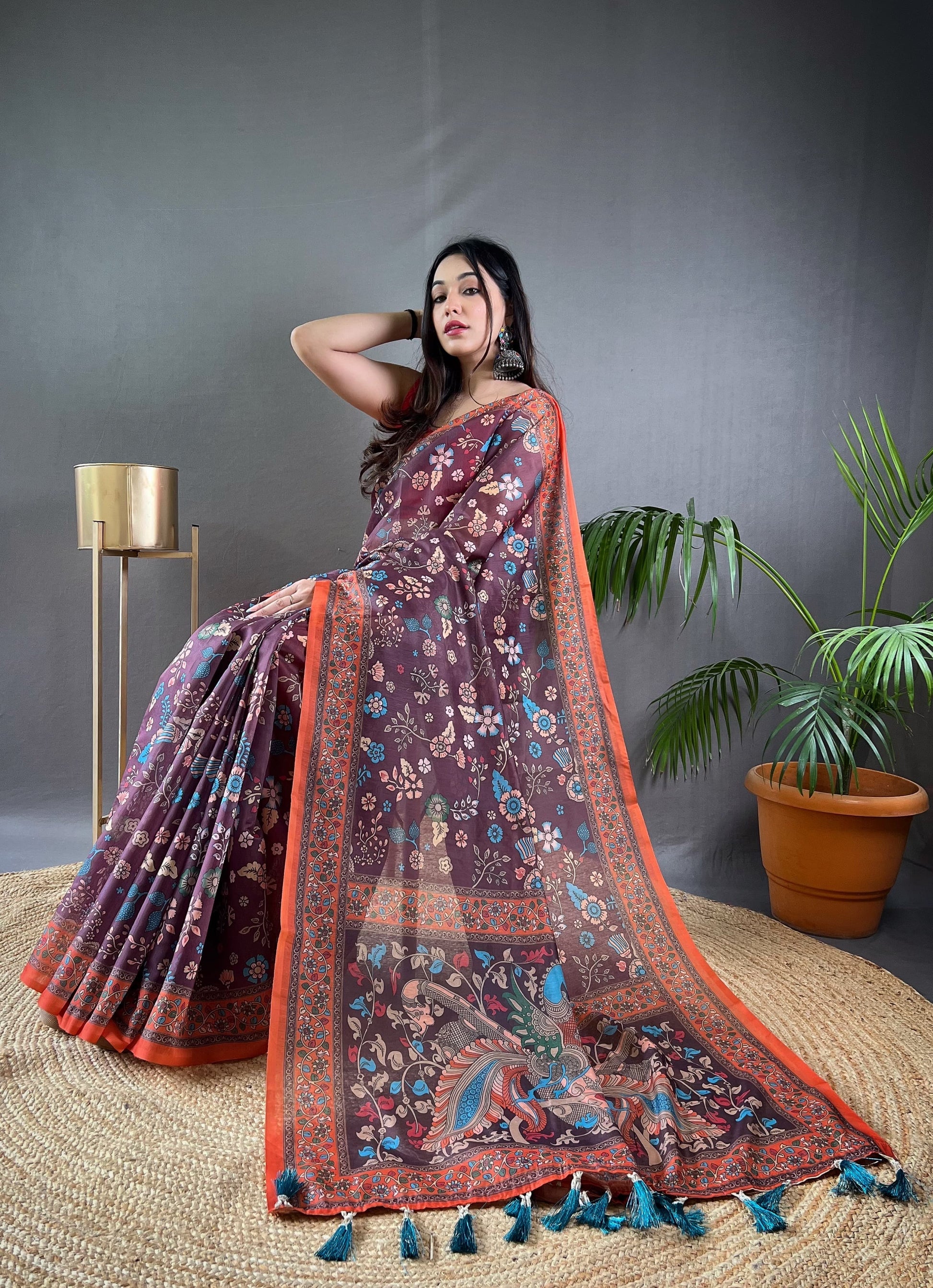 Product Image - Designer Malai Cotton Kalamkari Saree – Perfect Ethnic Wear