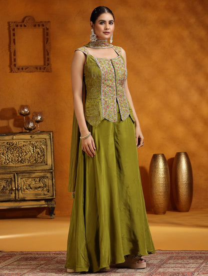 Product Image - Elegant Designer Saree and Palazzo Set