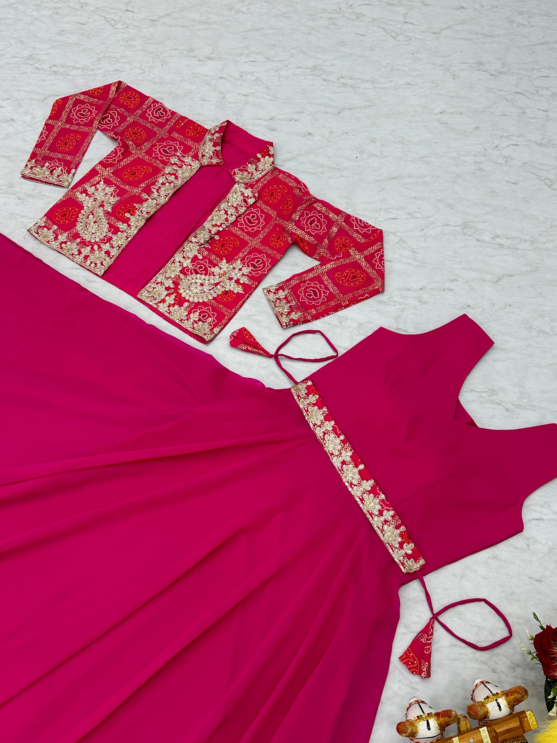 Product Image - Designer Festive Bandhej Jacket & Long Gown - Shree Ram Creation