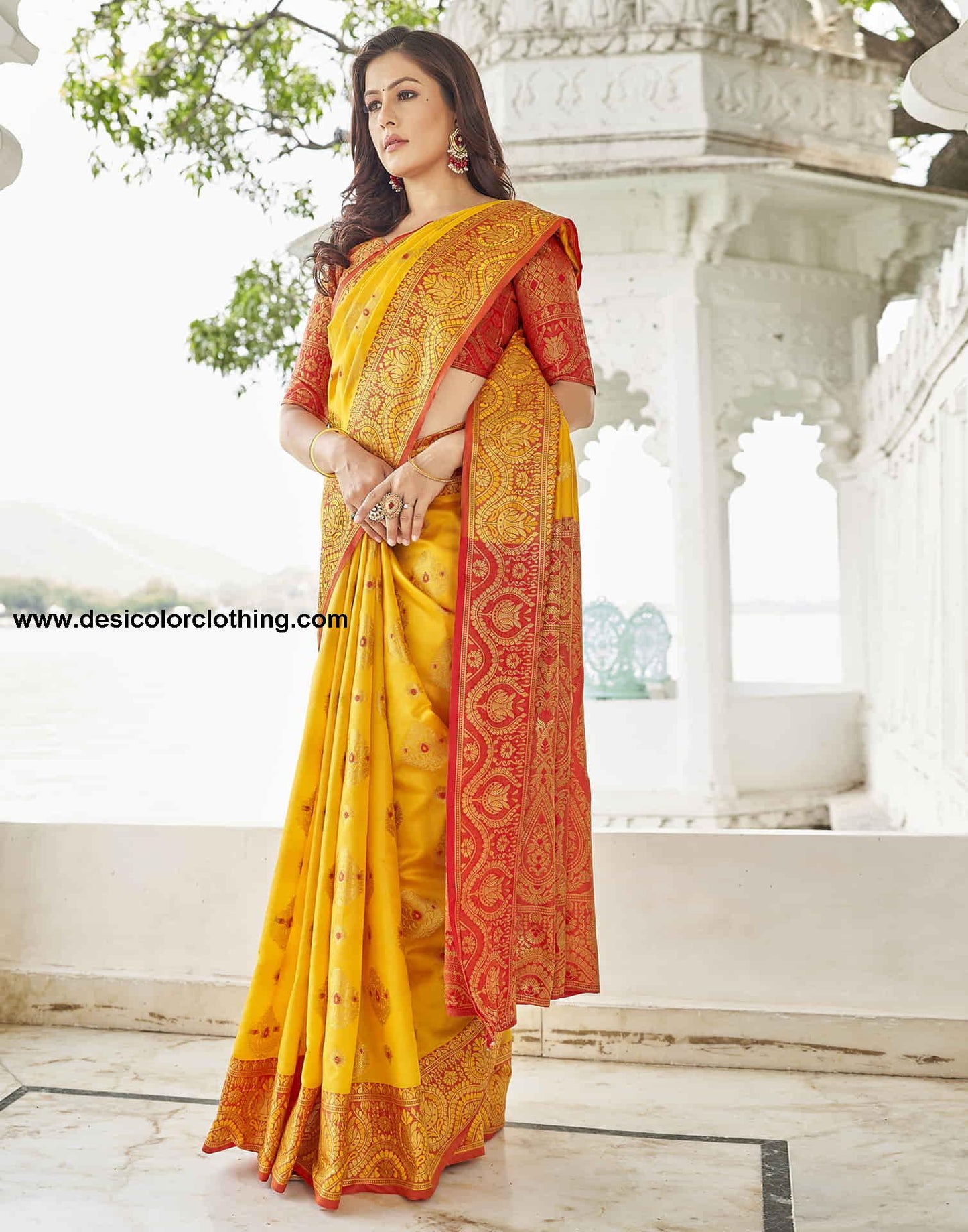 Yellow Silk Woven Banarasi Saree