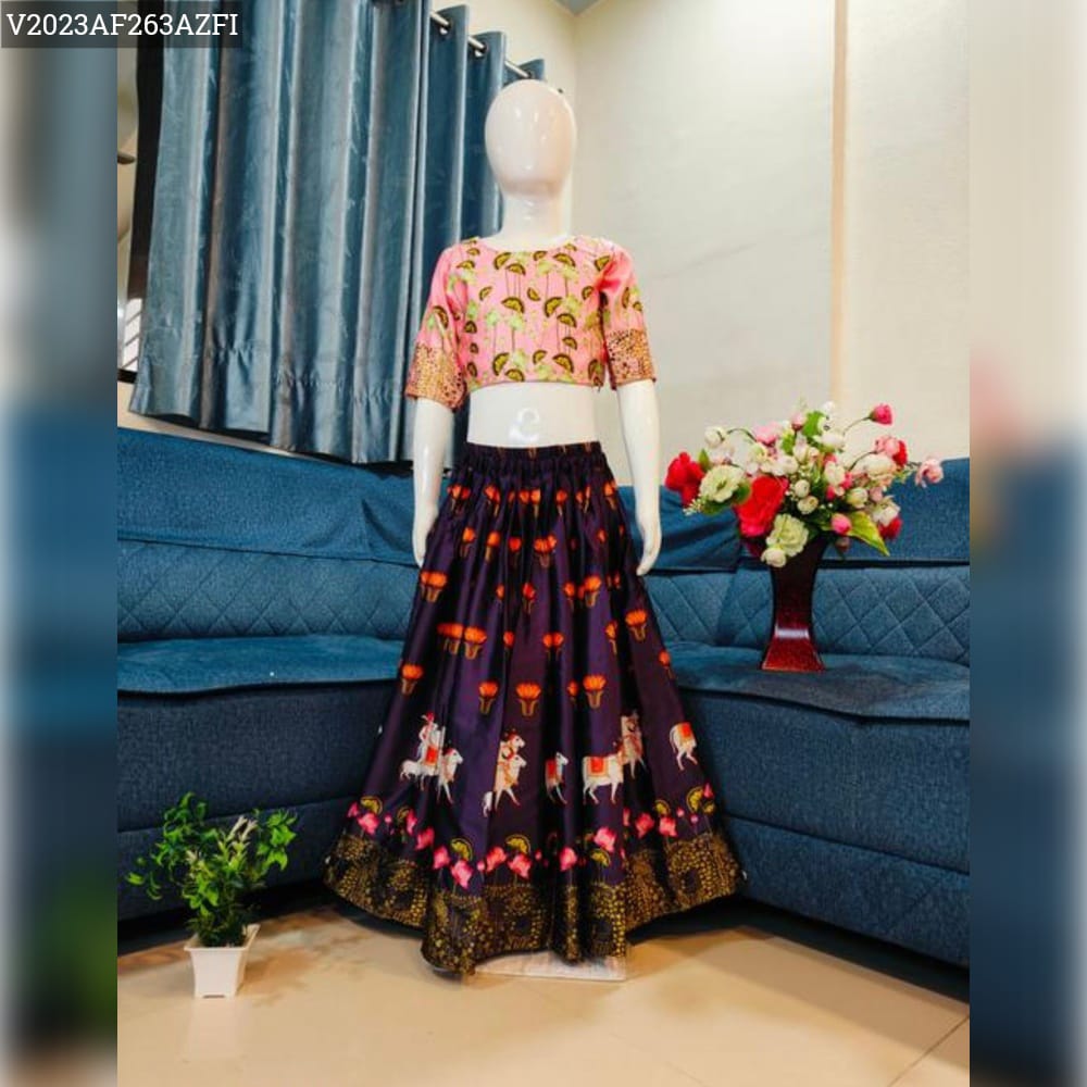 Product Image - Designer Kids Festive Wear - Printed Georgette Lehenga Choli