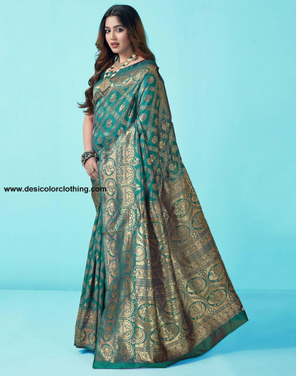 Rama Green Jacquard Silk Saree
