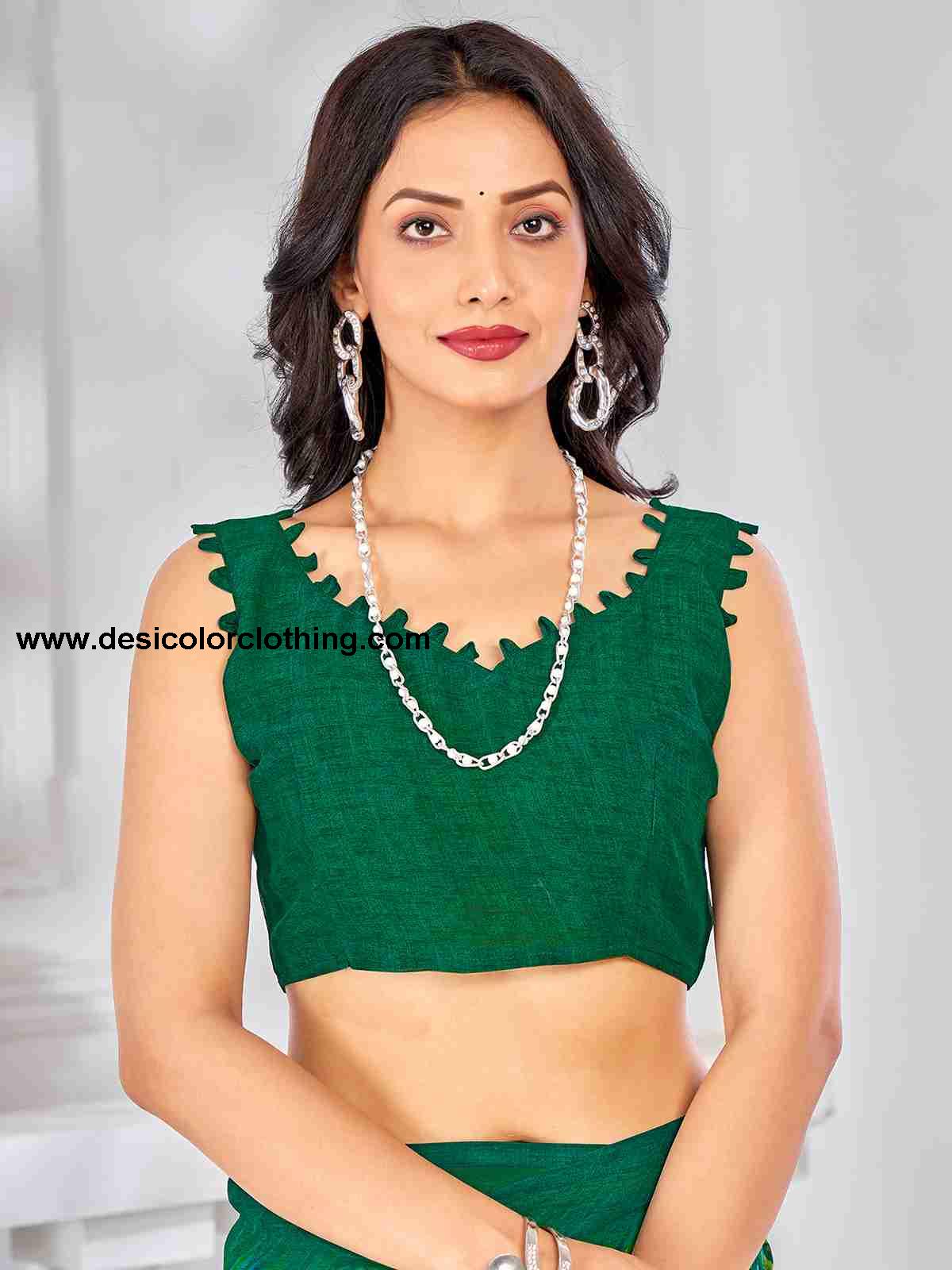 Green Chiffon Printed Saree