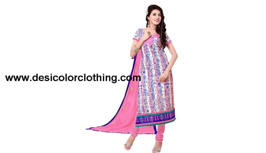 White Cotton Embroidery Unstitched Salwar Suit
