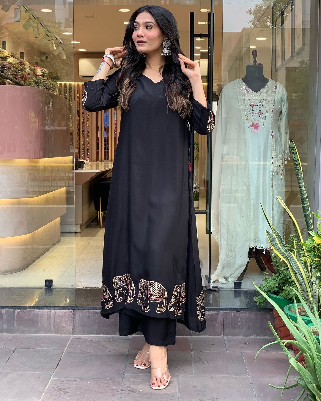 Product Image - X-Lady Festive 2025 Collection: Black Elephant Heavy Suit Set
