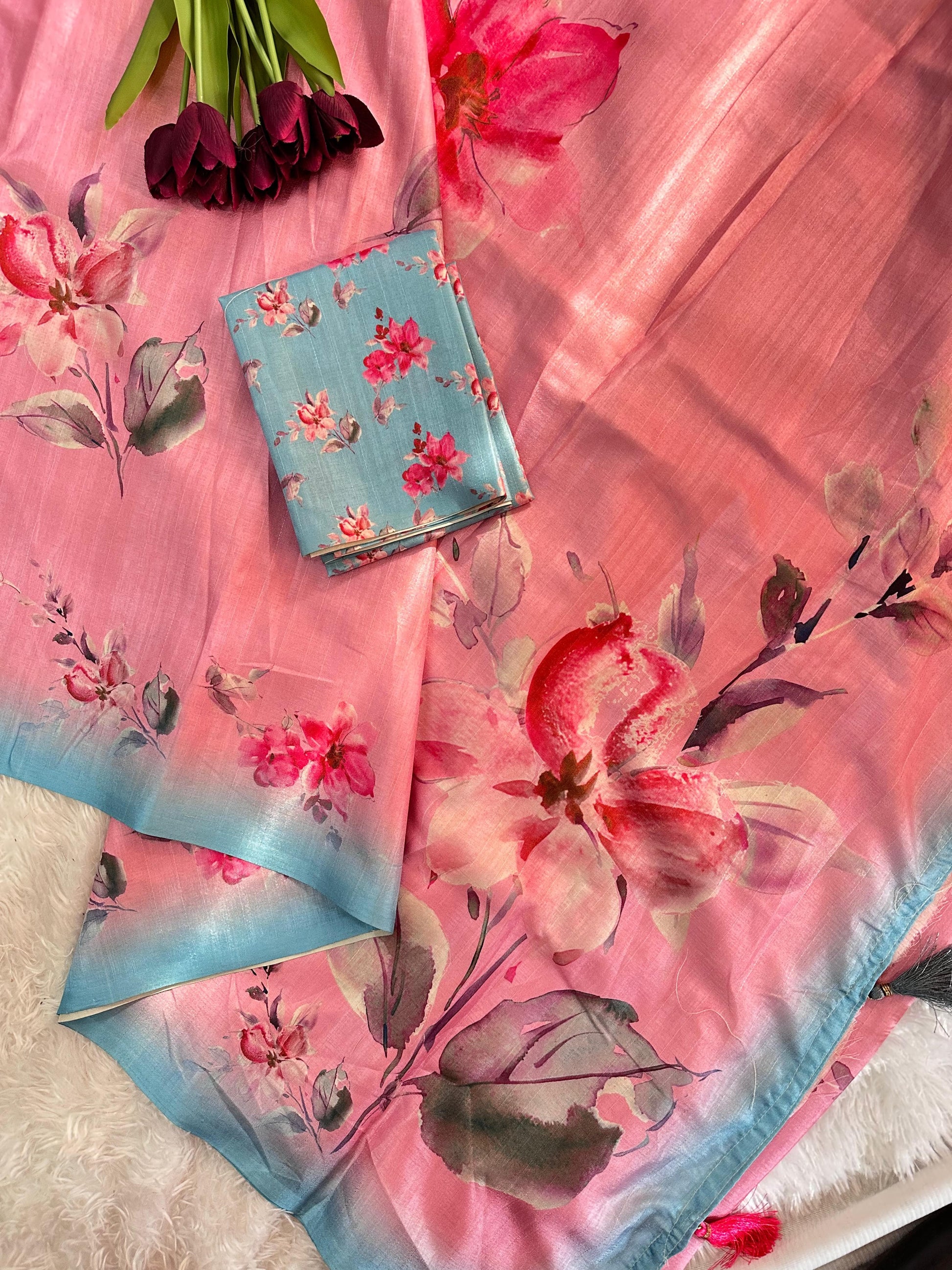 Product Image - Exclusive Tussar Silk Saree with Floral Pattern
