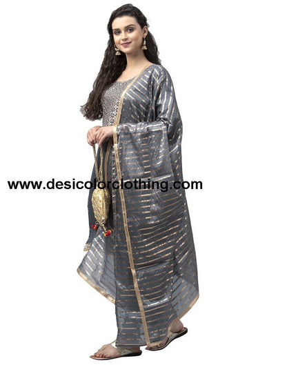 Ravishing Grey Cotton Thread Work Unstitched Salwar Suit