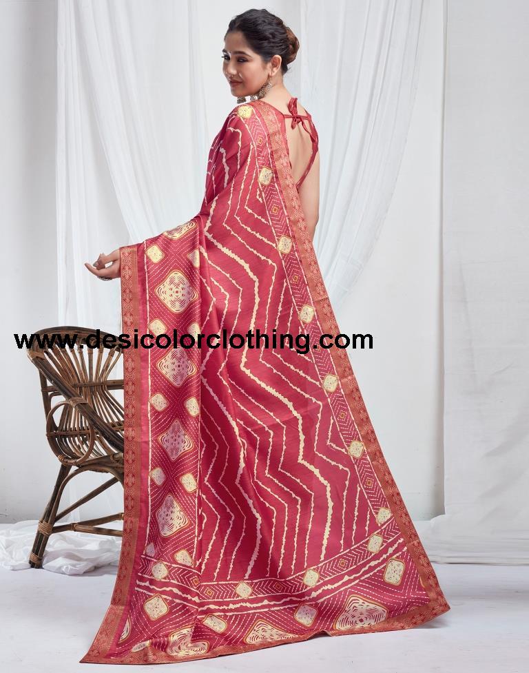 Punch Pink Silk Printed Saree