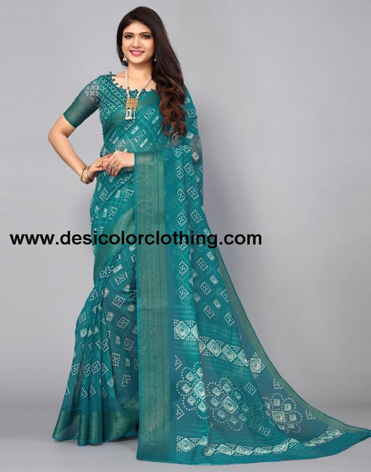 Pine Green Cotton Saree