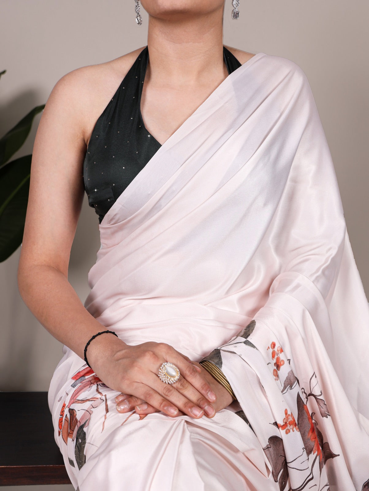 Product Image - Designer Satin Saree - Elegant Festive & Wedding Outfit