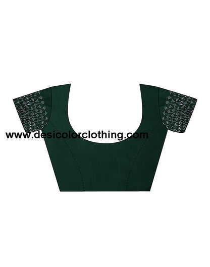 Dark Green Georgette Plain Saree