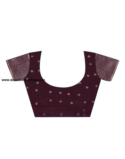 Wine Printed Silk Saree