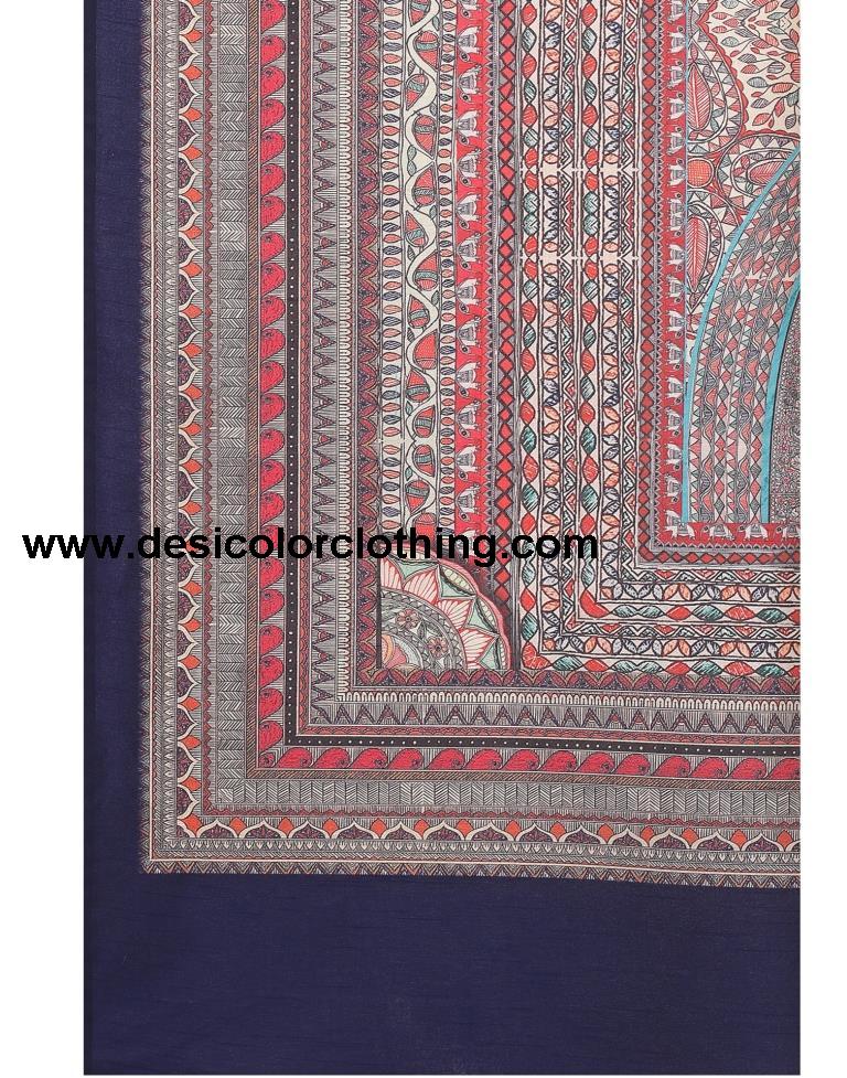 Torquise Blue Coloured Poly Silk Digital Printed Partywear saree