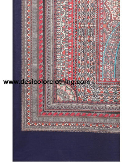 Torquise Blue Coloured Poly Silk Digital Printed Partywear saree