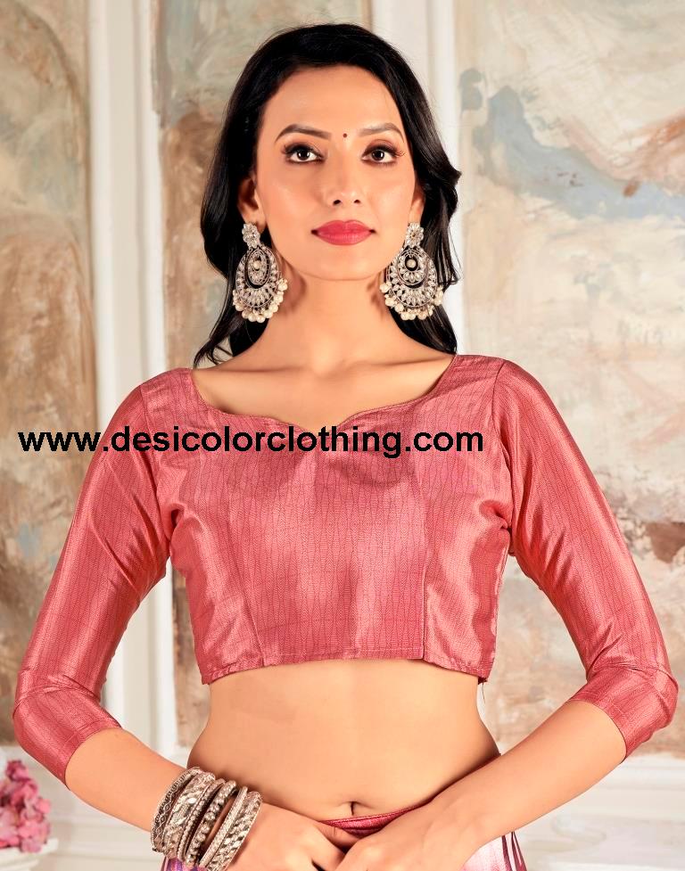 Rose Pink  Silk Printed Sarees