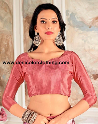 Rose Pink  Silk Printed Sarees