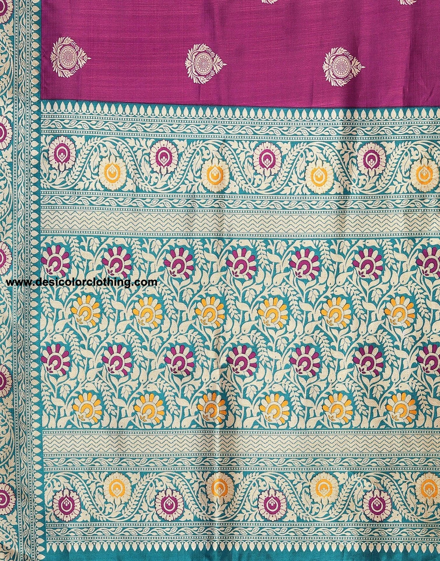 Purple Silk Printed Saree