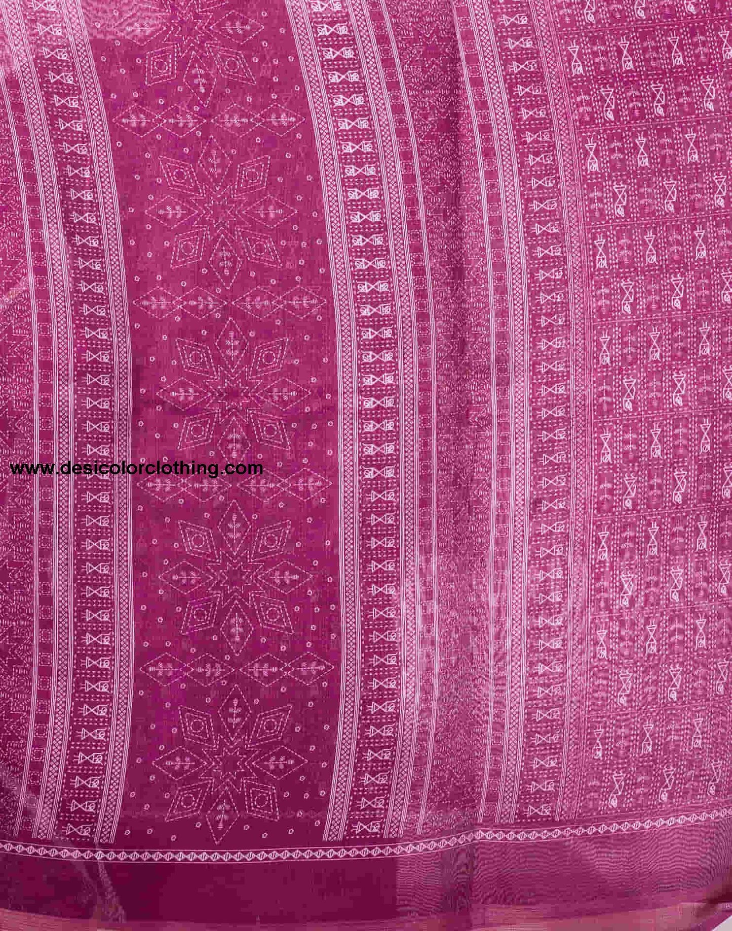 Rani Pink Cotton Printed Saree