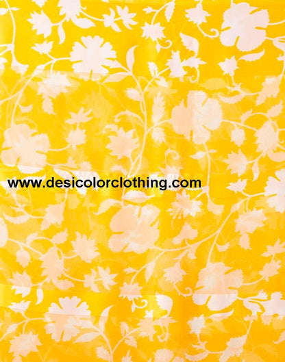 Yellow Georgette Printed  Saree