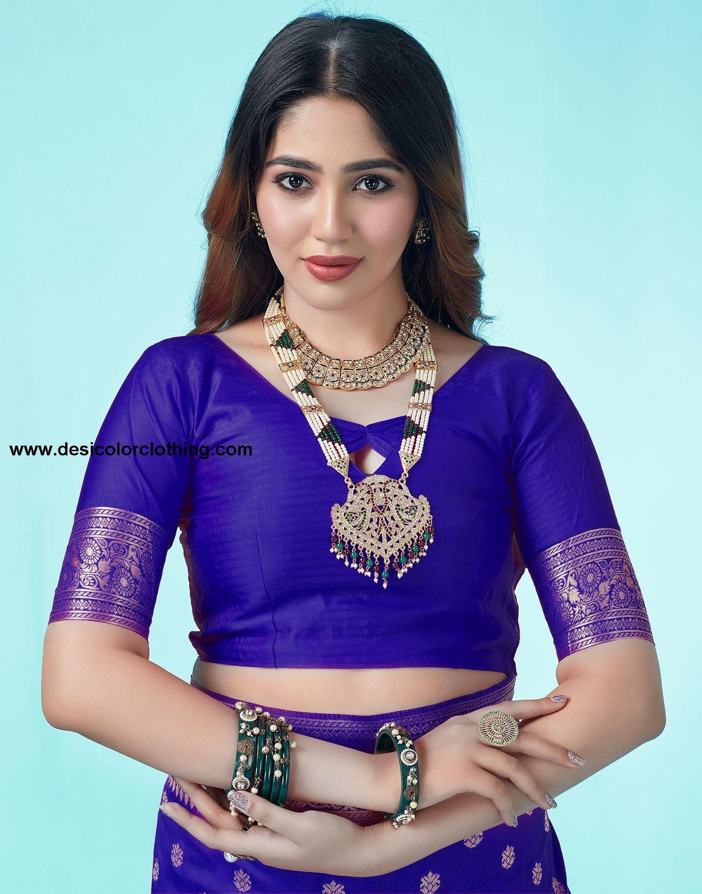 Royal Blue Jacquard Silk Saree