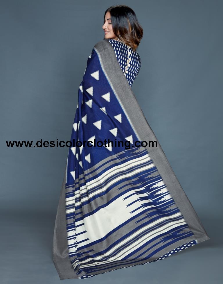 Blue Coloured Poly Silk Printed Casual saree