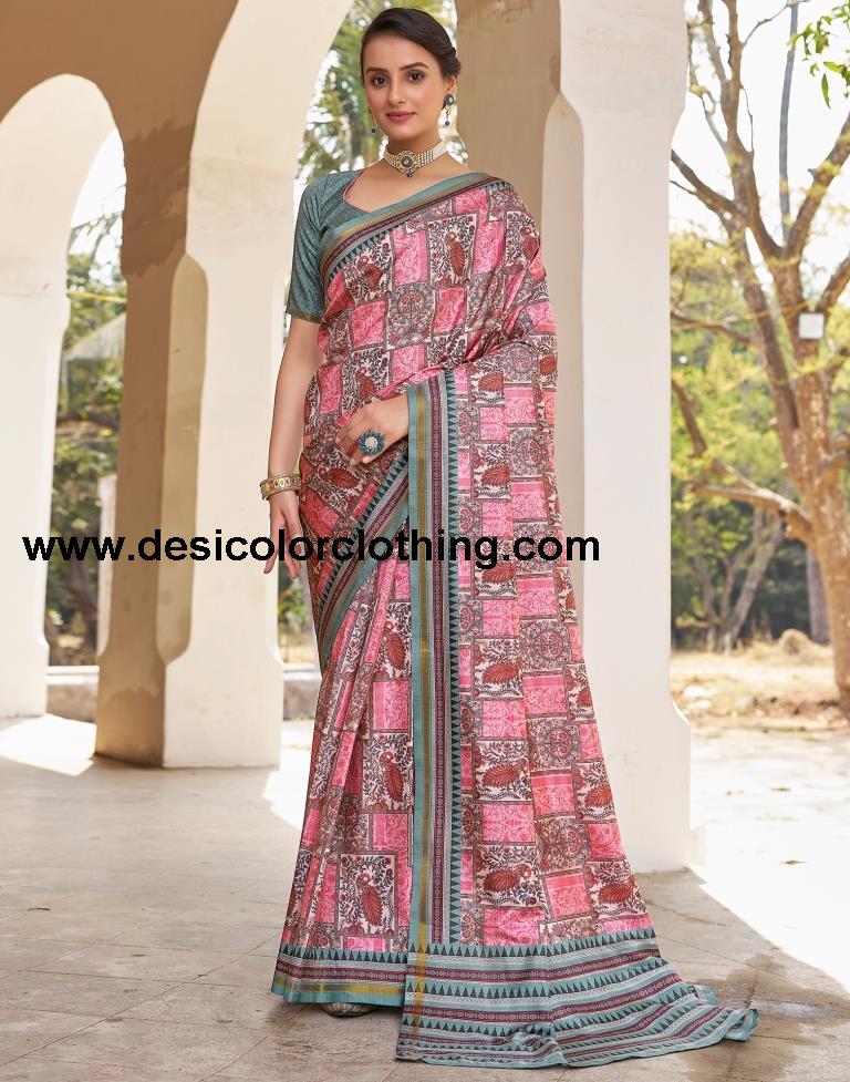 Pink Silk Printed Ready To Wear