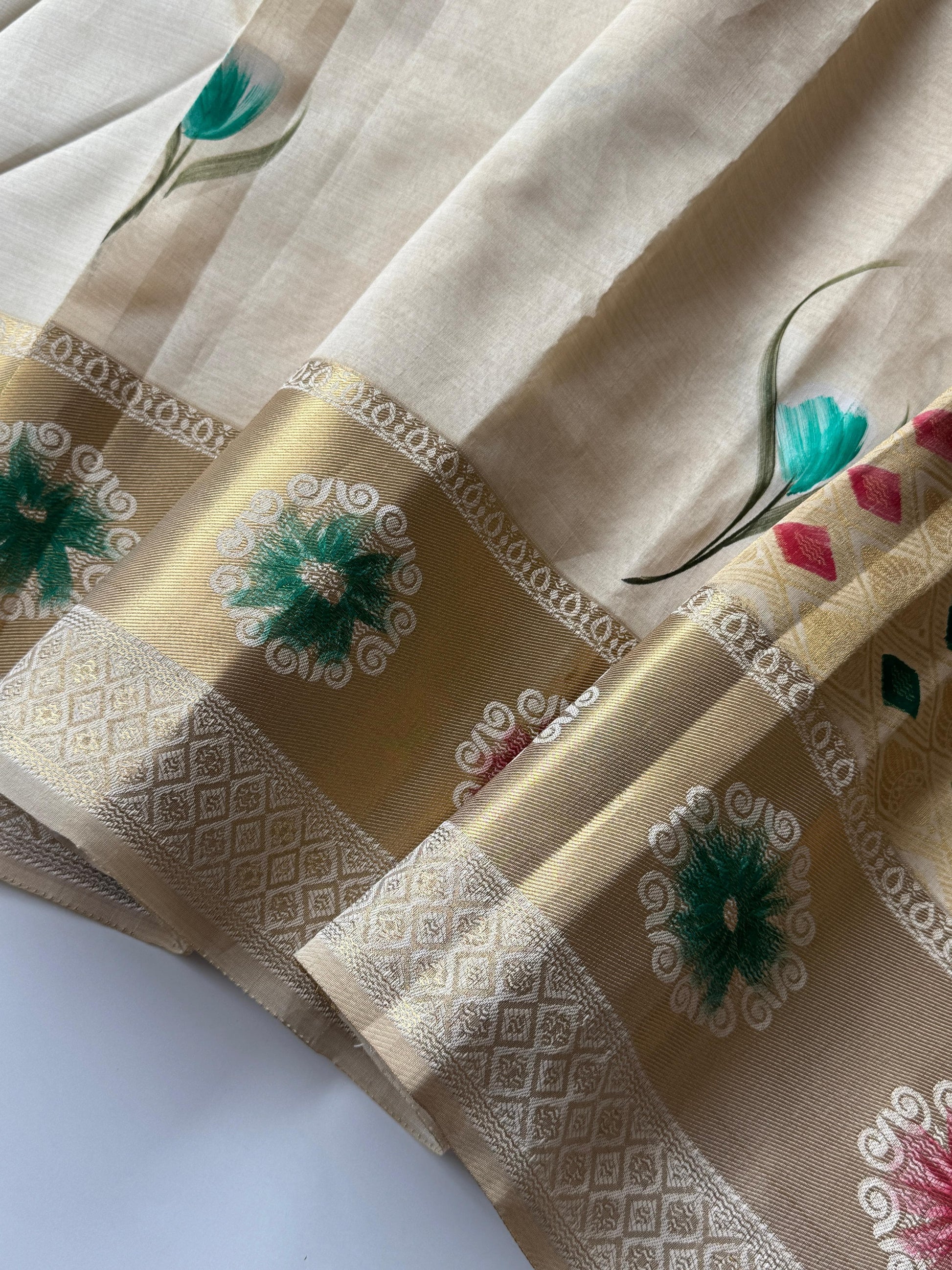 Product Image - Exclusive Designer Tussar Saree with Hand Brush Print - Premium Ethnic Wear