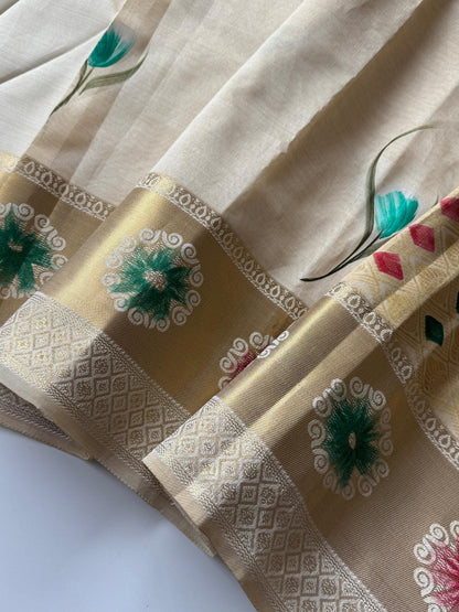 Product Image - Exclusive Designer Tussar Saree with Hand Brush Print - Premium Ethnic Wear