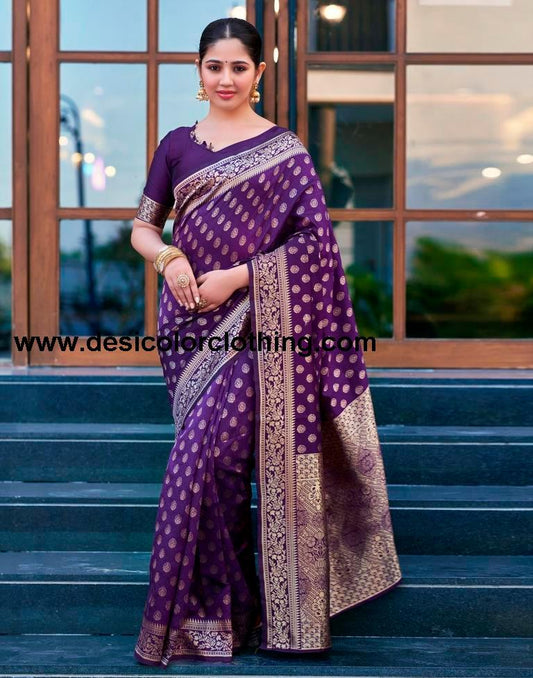 Purple Silk Weaving Saree