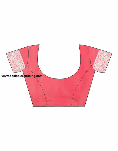 Pink Cotton Plain Saree